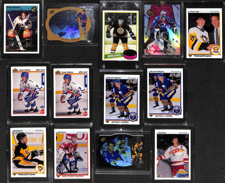Lot of (28) Hockey Cards w. Manon Rheaume Rookie Auto, Gretzky SPX Gold, 1980 Topps Borque Rookie, Patrick Roy, Jagr Rookie, +